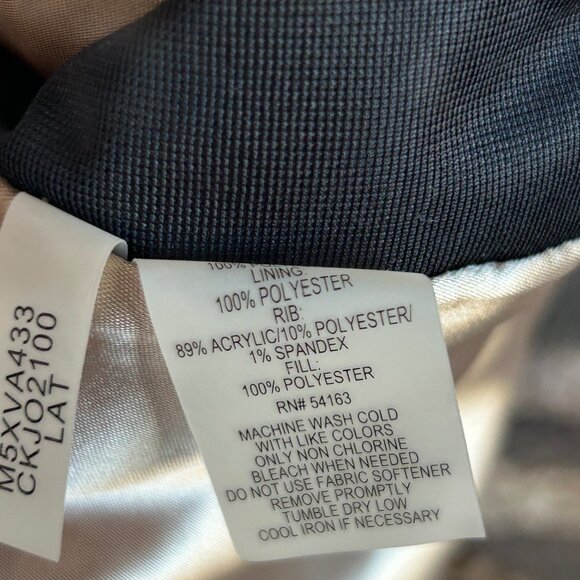 Calvin Klein Puffer Vest Funnel Neck Side Zipper Tan Black Sides Size Small - Picture 4 of 10